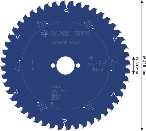 BoschEXPERT 木工圆锯片 216 毫米，用于木材切割。